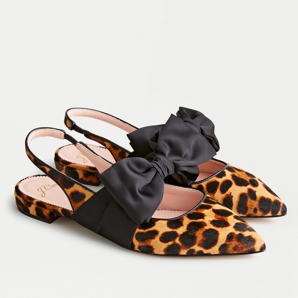 J.Crew Leopard Calf Hair Slingback Flats sz12